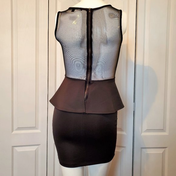 Guess Black Fit n Flare Sheer Cocktail Dress - Picture 2 of 6